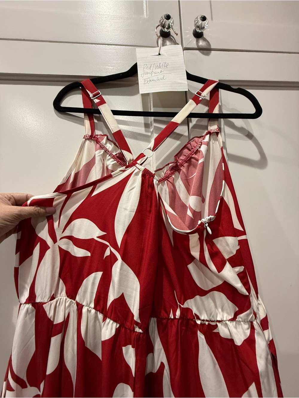 BLOOMCHIC Plus Floral Print Wide-Leg Jumpsuit - Red & Cream - Picture 5 of 12